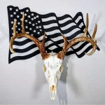 Deer skull on American flag hanger colored black