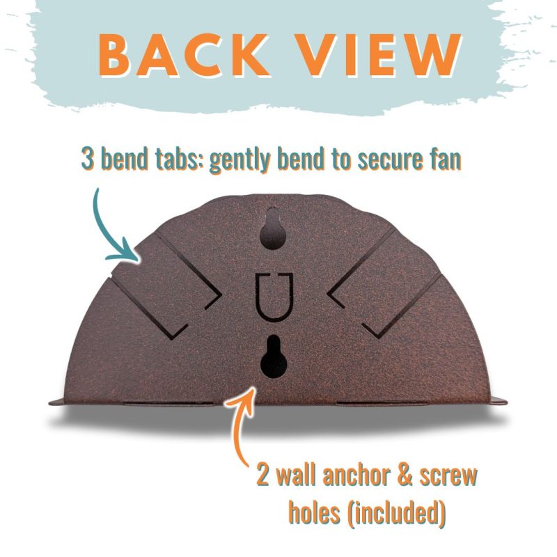 Metal turkey fan product, back view showing tabs to hold in turkey fan