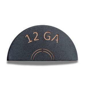Kabash Outdoors American steel turkey fan display hanger. Fan holder is textured black and looks like the end of a 12ga shotgun shell.