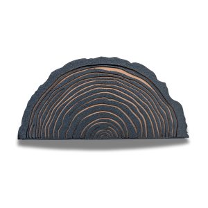 Kabash Outdoors American steel turkey fan display hanger. Fan holder is textured black and looks like a tree stump.