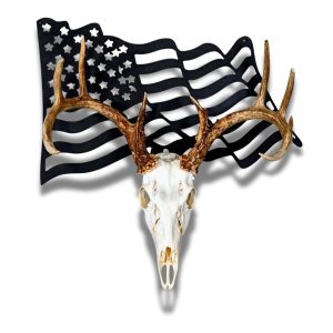 American Flag European mount skull hanger with deer skull.