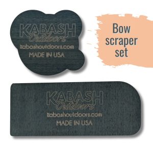 Kabash Outdoors card scraper set for bows. close up of both scraper styles.