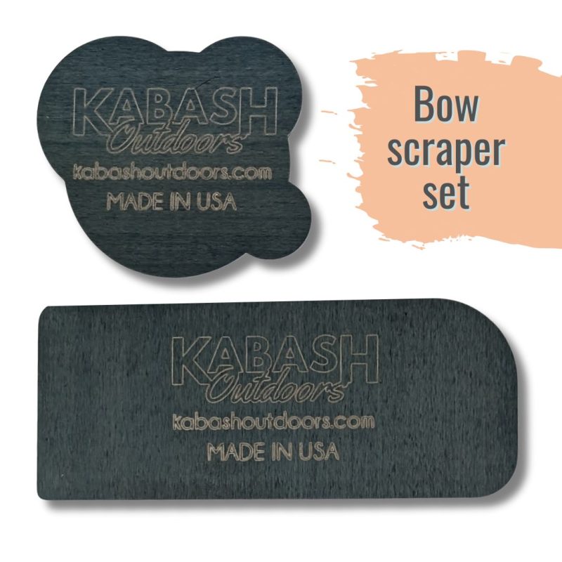 Kabash Outdoors card scraper set for bows. close up of both scraper styles.